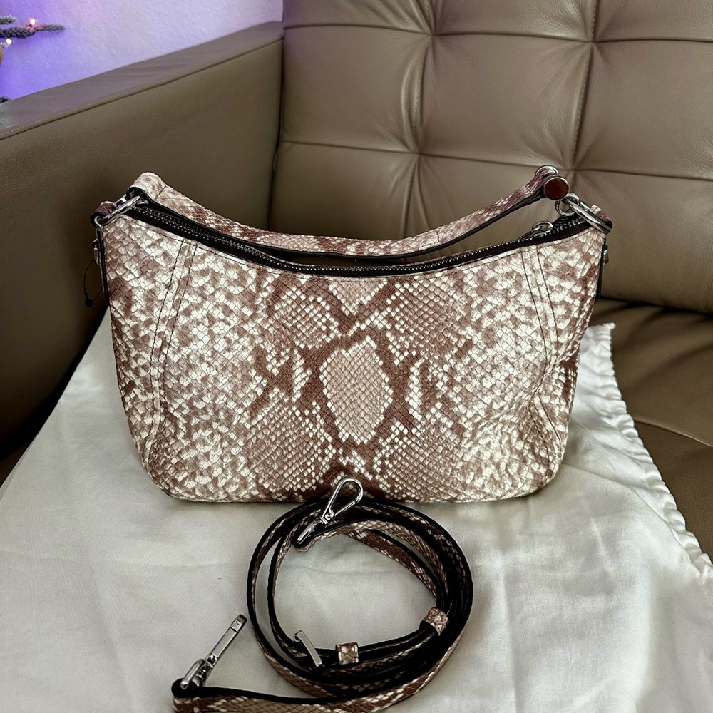 Michael Kors Brown and Cream Snake Print Shoulder Bag